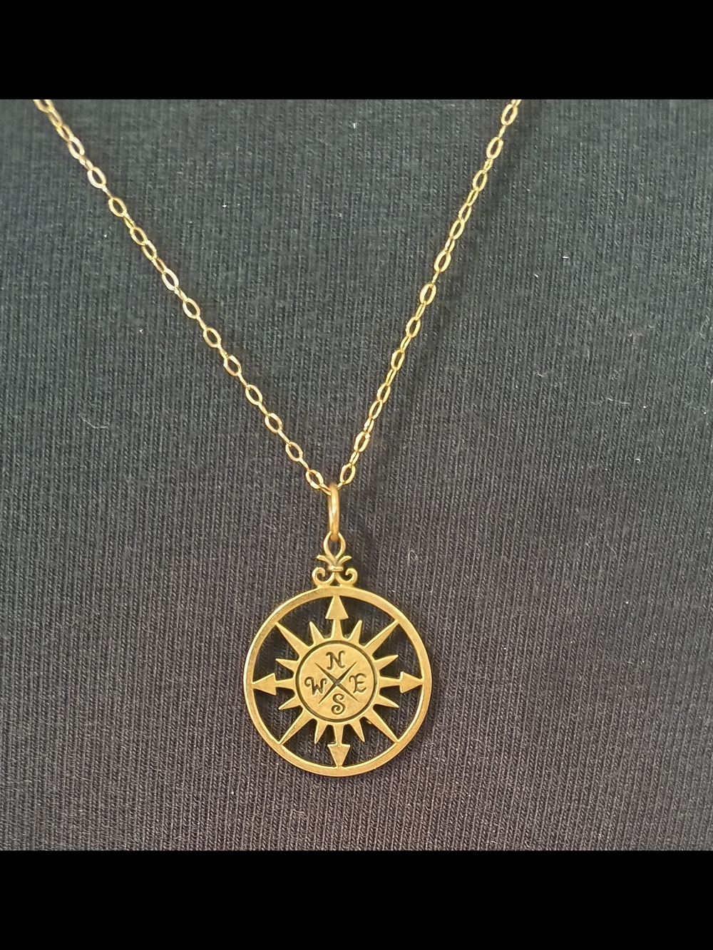 Golden Compass Rose Pendant Necklace - Women's Necklace
